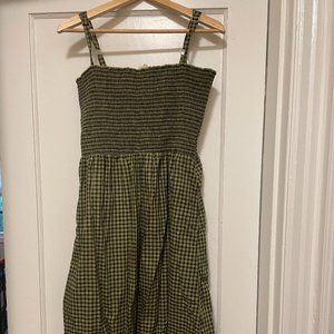 Nation green and black checked gingham midi dress Large